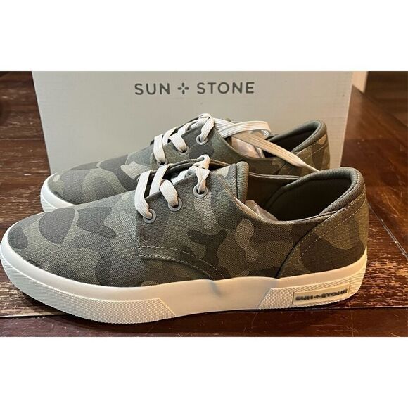 SUN STONE Green Camouflage Cushioned Kiva Round Toe Platform Athletic Sneakers - Picture 2 of 7